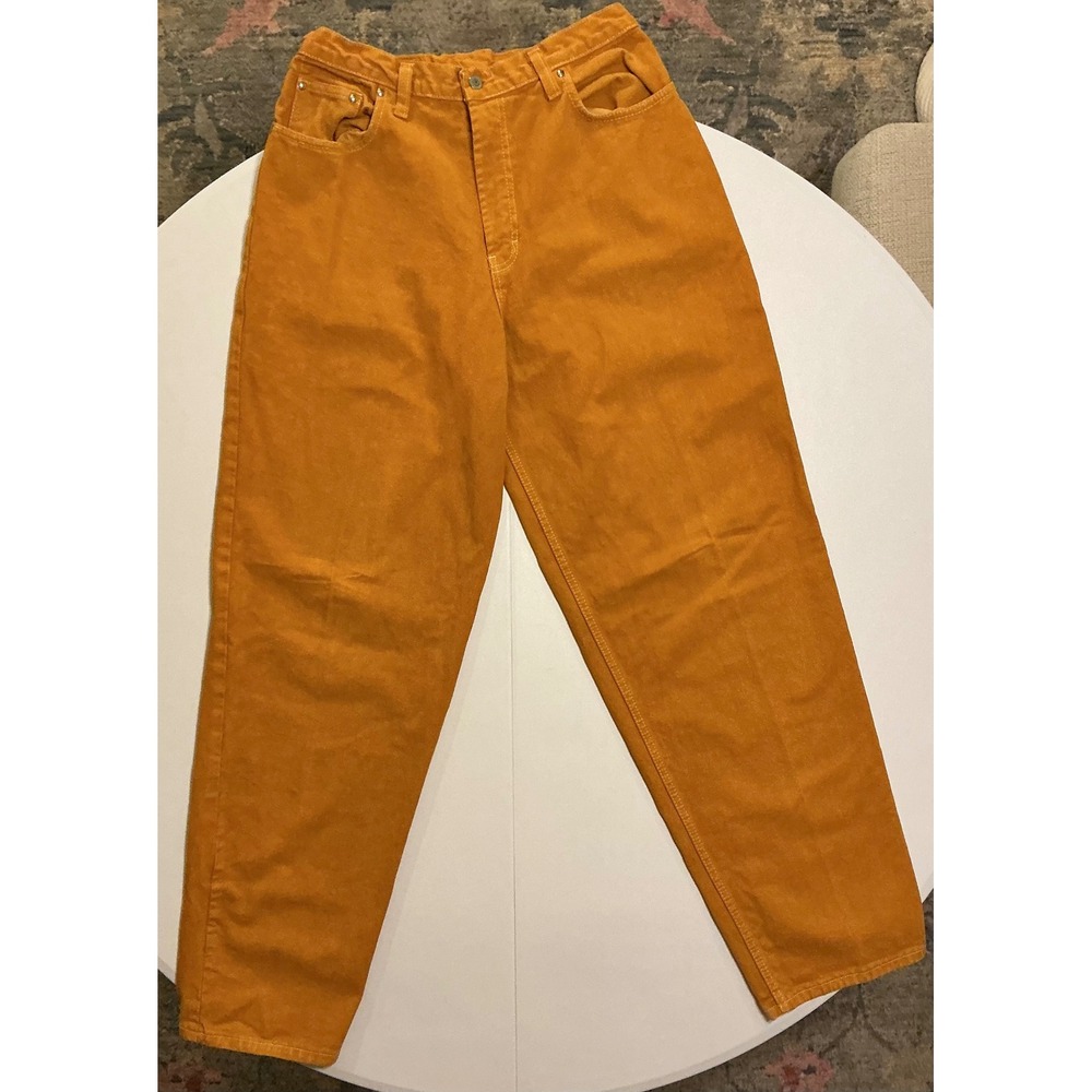 VTG Outlaw Baggy Jeans‎ UK Made Mustard Yellow Straight Leg Cotton Mens 32x33
